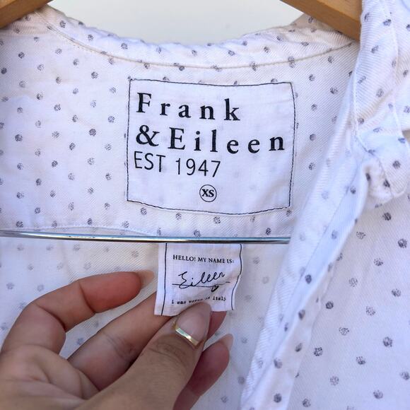 Frank & Eileen Modal White Polka Dot Button Down Eileen XS Shirt - Picture 4 of 7